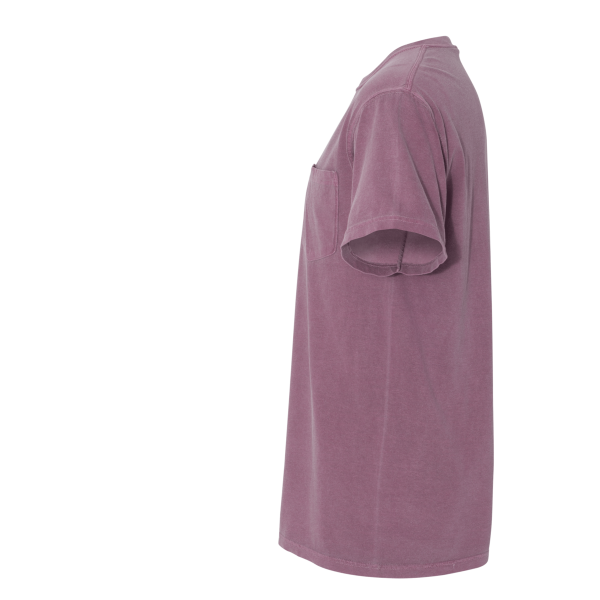 Comfort Colors Garment-Dyed Heavyweight Pocket T-Shirt, Berry, Left Sleeve view