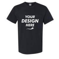 Comfort Colors Garment-Dyed Heavyweight Pocket T-Shirt, Black, Front view, Mockup