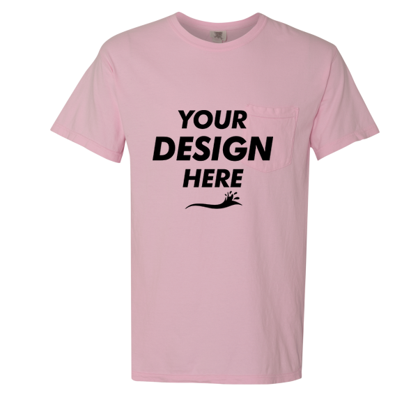Comfort Colors Garment-Dyed Heavyweight Pocket T-Shirt, Blossom, Front view, Mockup