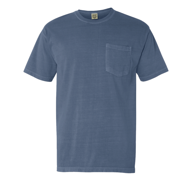 Comfort Colors Garment-Dyed Heavyweight Pocket T-Shirt, Blue Jean, Front view