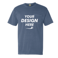 Comfort Colors Garment-Dyed Heavyweight Pocket T-Shirt, Blue Jean, Front view, Mockup