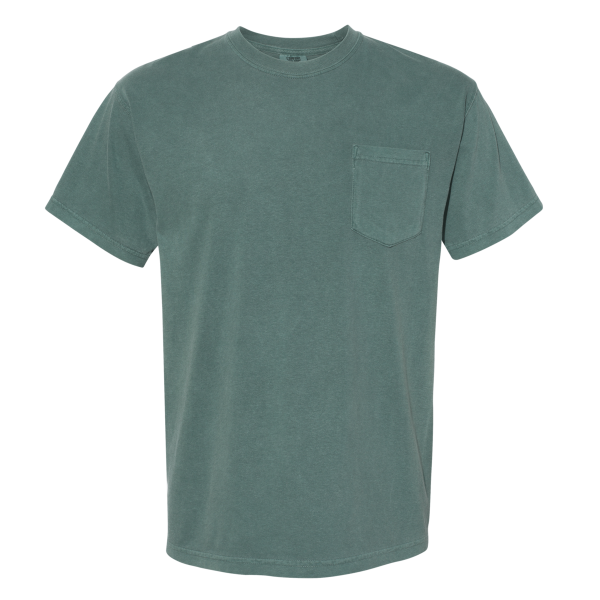 Comfort Colors Garment-Dyed Heavyweight Pocket T-Shirt, Blue Spruce, Front view