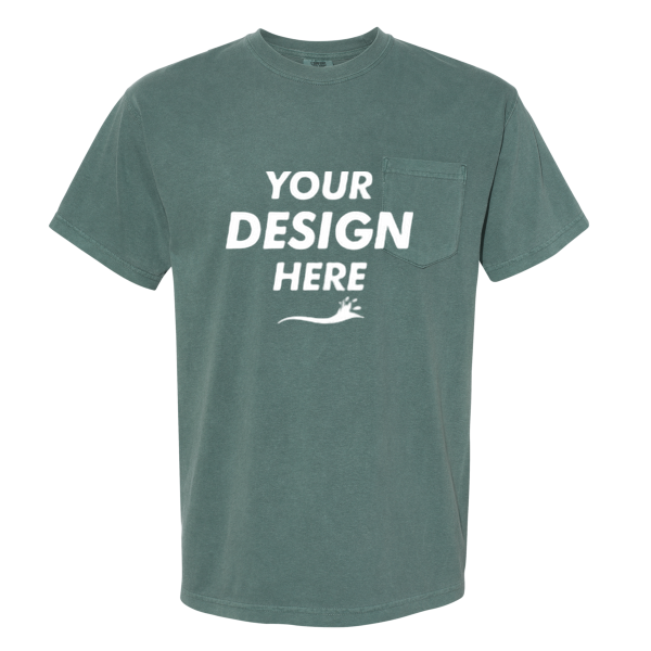 Comfort Colors Garment-Dyed Heavyweight Pocket T-Shirt, Blue Spruce, Front view, Mockup