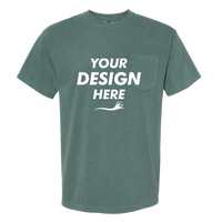 Comfort Colors Garment-Dyed Heavyweight Pocket T-Shirt, Blue Spruce, Front view, Mockup