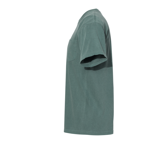 Comfort Colors Garment-Dyed Heavyweight Pocket T-Shirt, Blue Spruce, Left Sleeve view