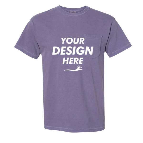 Comfort Colors Garment-Dyed Heavyweight Pocket T-Shirt, Grape, Front view, Mockup