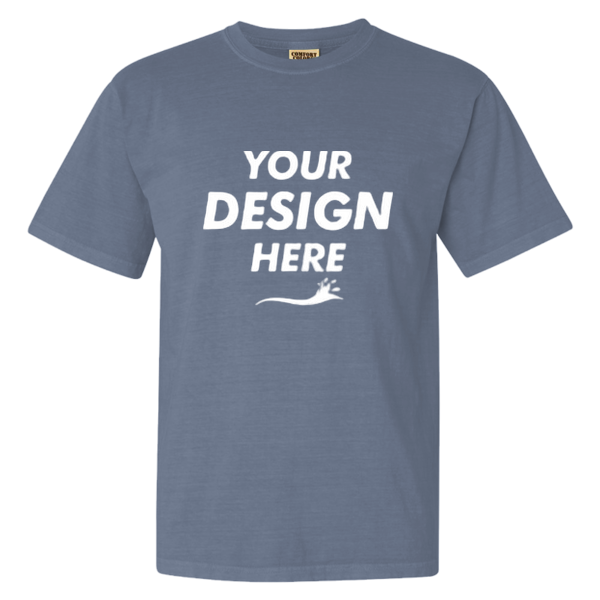 Comfort Colors Garment-Dyed Heavyweight T-Shirt, Blue Jean, Front view, Mockup