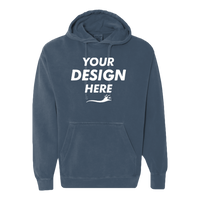 Comfort Colors Ring Spun Hooded Sweatshirt, Blue Jean, Front view, Mockup