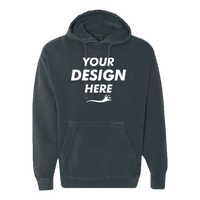 Comfort Colors Ring Spun Hooded Sweatshirt, Denim, Front view, Mockup