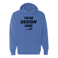 Comfort Colors Ring Spun Hooded Sweatshirt, Flo Blue, Front view, Mockup