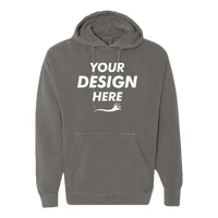 Comfort Colors Ring Spun Hooded Sweatshirt, Grey, Front view, Mockup