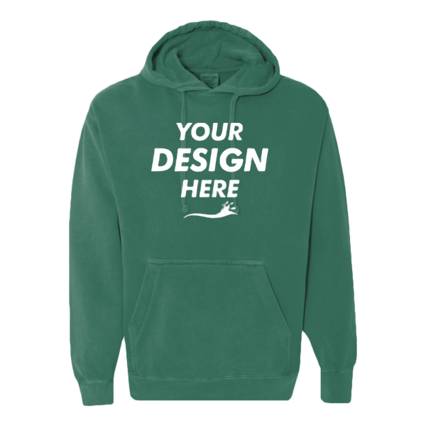 Comfort Colors Ring Spun Hooded Sweatshirt, Light Green, Front view, Mockup