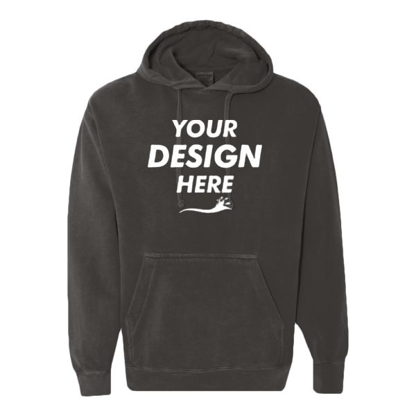 Comfort Colors Ring Spun Hooded Sweatshirt, Pepper, Front view, Mockup