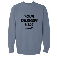 Comfort Colors Unisex Garment-Dyed Crewneck Sweatshirt, Blue Jean, Front view, Mockup