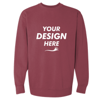 Comfort Colors Unisex Garment-Dyed Crewneck Sweatshirt, Crimson, Front view, Mockup