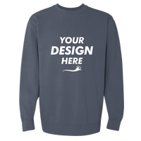 Comfort Colors Unisex Garment-Dyed Crewneck Sweatshirt, Denim, Front view, Mockup