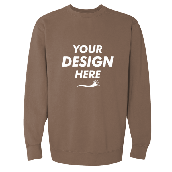Comfort Colors Unisex Garment-Dyed Crewneck Sweatshirt, Espresso, Front view, Mockup
