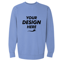 Comfort Colors Unisex Garment-Dyed Crewneck Sweatshirt, Flo Blue, Front view, Mockup