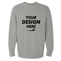 Comfort Colors Unisex Garment-Dyed Crewneck Sweatshirt, Grey, Front view, Mockup