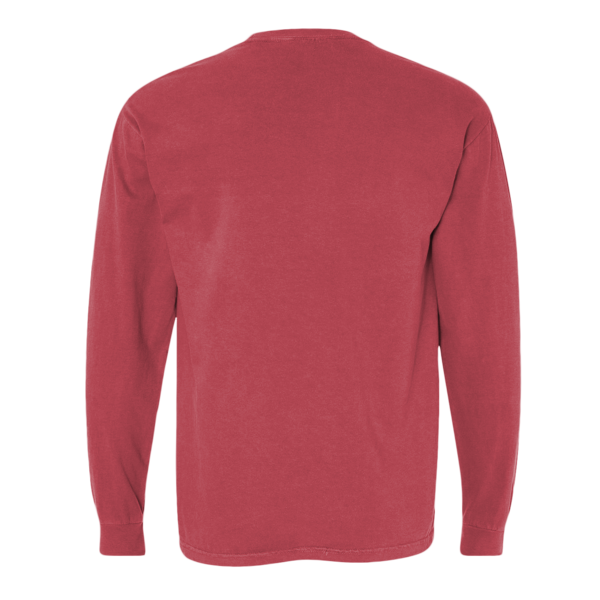 Comfort Colors Unisex Garment-Dyed Heavyweight Long Sleeve Pocket T-Shirt, Crimson, Back view