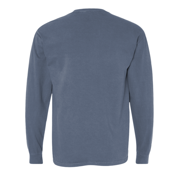 Comfort Colors Unisex Garment-Dyed Heavyweight Long Sleeve Pocket T-Shirt, Denim, Back view