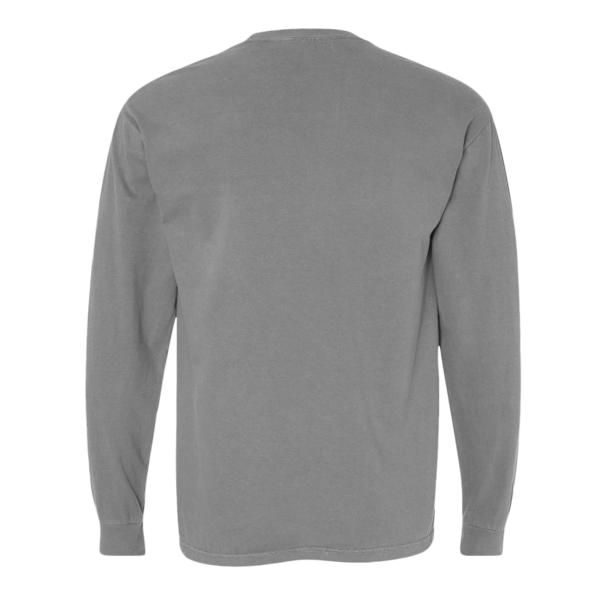 Comfort Colors Unisex Garment-Dyed Heavyweight Long Sleeve Pocket T-Shirt, Grey, Back view