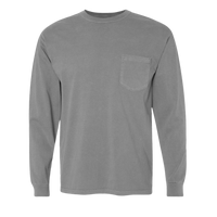 Comfort Colors Unisex Garment-Dyed Heavyweight Long Sleeve Pocket T-Shirt, Grey, Front view