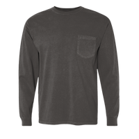 Comfort Colors Unisex Garment-Dyed Heavyweight Long Sleeve Pocket T-Shirt, Pepper, Front view
