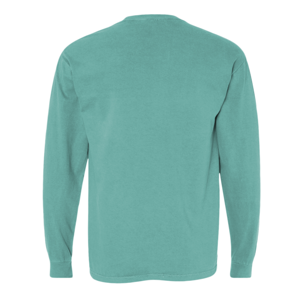 Comfort Colors Unisex Garment-Dyed Heavyweight Long Sleeve Pocket T-Shirt, Seafoam, Back view