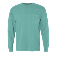 Comfort Colors Unisex Garment-Dyed Heavyweight Long Sleeve Pocket T-Shirt, Seafoam, Front view