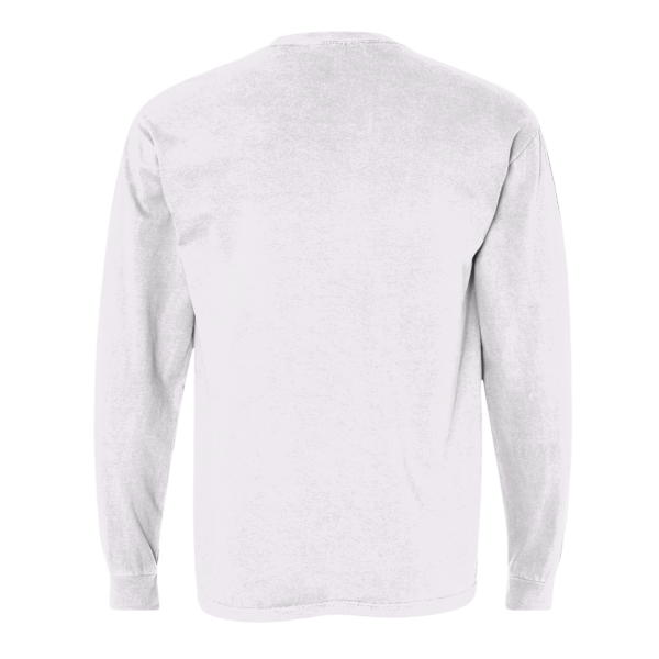 Comfort Colors Unisex Garment-Dyed Heavyweight Long Sleeve Pocket T-Shirt, White, Back view