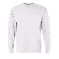 Comfort Colors Unisex Garment-Dyed Heavyweight Long Sleeve Pocket T-Shirt, White, Front view