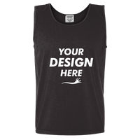 Comfort Colors Unisex Garment-Dyed Heavyweight Tank Top, Black, Front view, Mockup