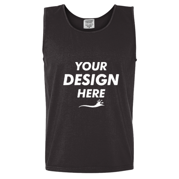 Comfort Colors Unisex Garment-Dyed Heavyweight Tank Top, Black, Front view, Mockup