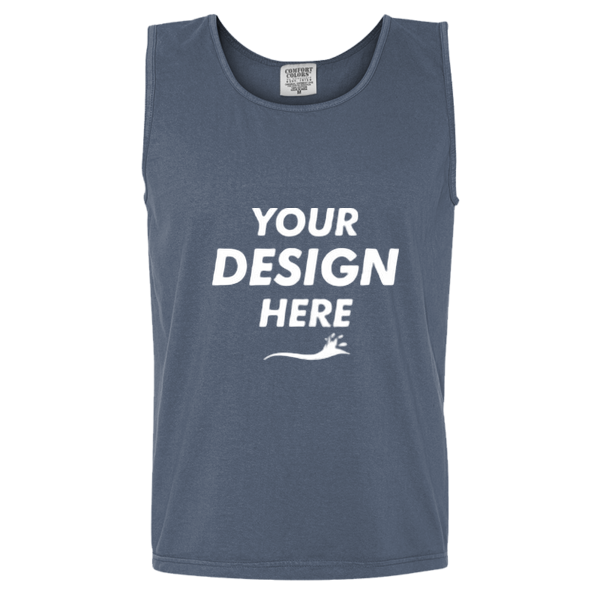 Comfort Colors Unisex Garment-Dyed Heavyweight Tank Top, Blue Jean, Front view, Mockup