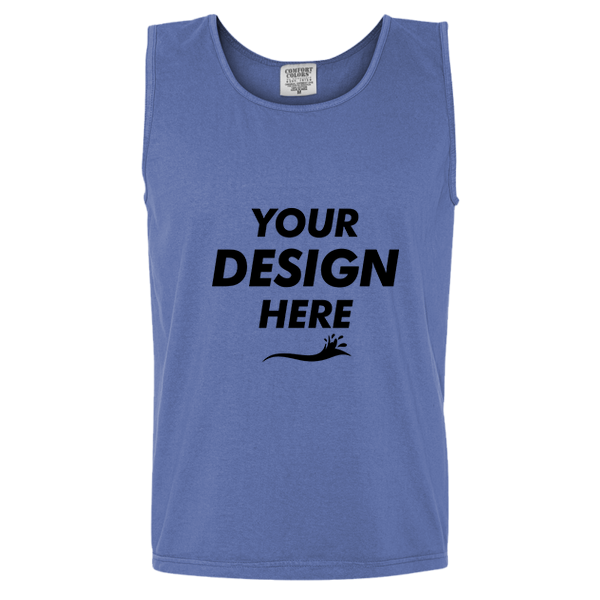 Comfort Colors Unisex Garment-Dyed Heavyweight Tank Top, Flo Blue, Front view, Mockup