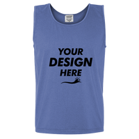 Comfort Colors Unisex Garment-Dyed Heavyweight Tank Top, Flo Blue, Front view, Mockup