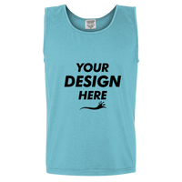 Comfort Colors Unisex Garment-Dyed Heavyweight Tank Top, Lagoon, Front view, Mockup