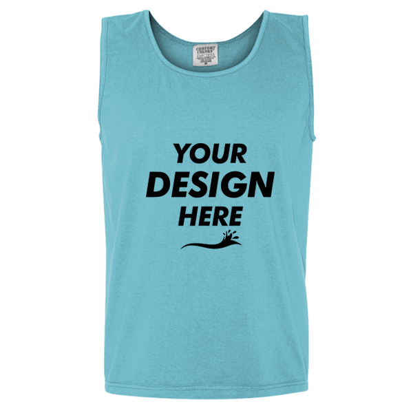 Comfort Colors Unisex Garment-Dyed Heavyweight Tank Top, Lagoon, Front view, Mockup