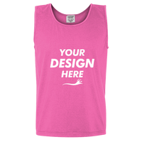 Comfort Colors Unisex Garment-Dyed Heavyweight Tank Top, Neon Pink, Front view, Mockup
