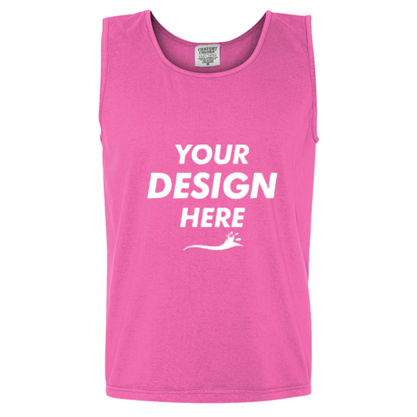 Comfort Colors Unisex Garment-Dyed Heavyweight Tank Top, Neon Pink, Front view, Mockup