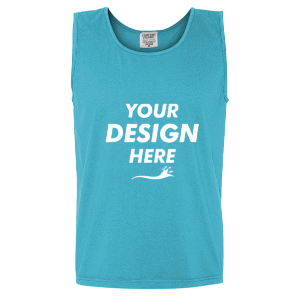 Comfort Colors Unisex Garment-Dyed Heavyweight Tank Top, Sapphire, Front view, Mockup
