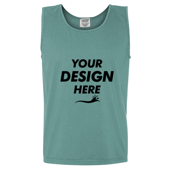 Comfort Colors Unisex Garment-Dyed Heavyweight Tank Top, Seafoam, Front view, Mockup