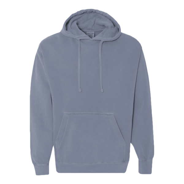 Comfort Colors Unisex Garment-Dyed Hooded Sweatshirt, Blue Jean, Front view