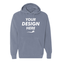 Comfort Colors Unisex Garment-Dyed Hooded Sweatshirt, Blue Jean, Front view, Mockup