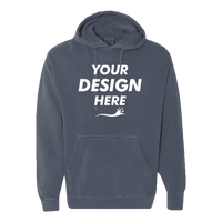 Comfort Colors Unisex Garment-Dyed Hooded Sweatshirt, Denim, Front view, Mockup