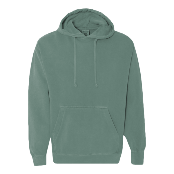 Comfort Colors Unisex Garment-Dyed Hooded Sweatshirt, Light Green, Front view
