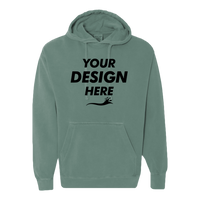 Comfort Colors Unisex Garment-Dyed Hooded Sweatshirt, Light Green, Front view, Mockup