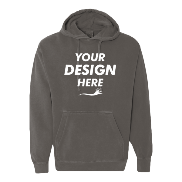 Comfort Colors Unisex Garment-Dyed Hooded Sweatshirt, Pepper, Front view, Mockup
