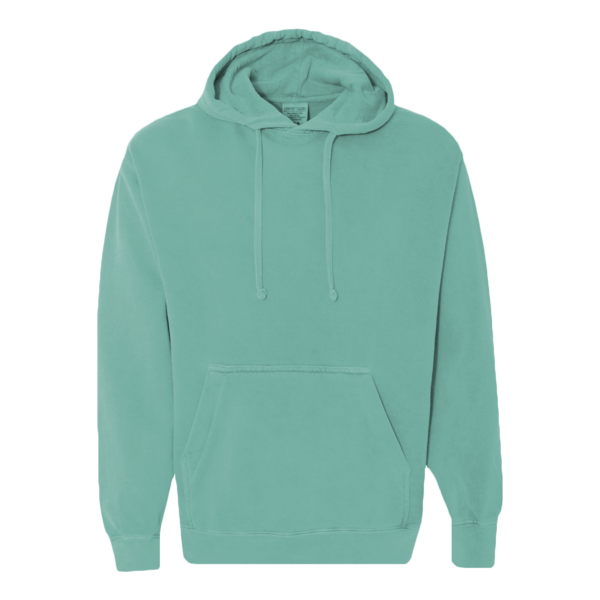 Comfort Colors Unisex Garment-Dyed Hooded Sweatshirt, Seafoam, Front view